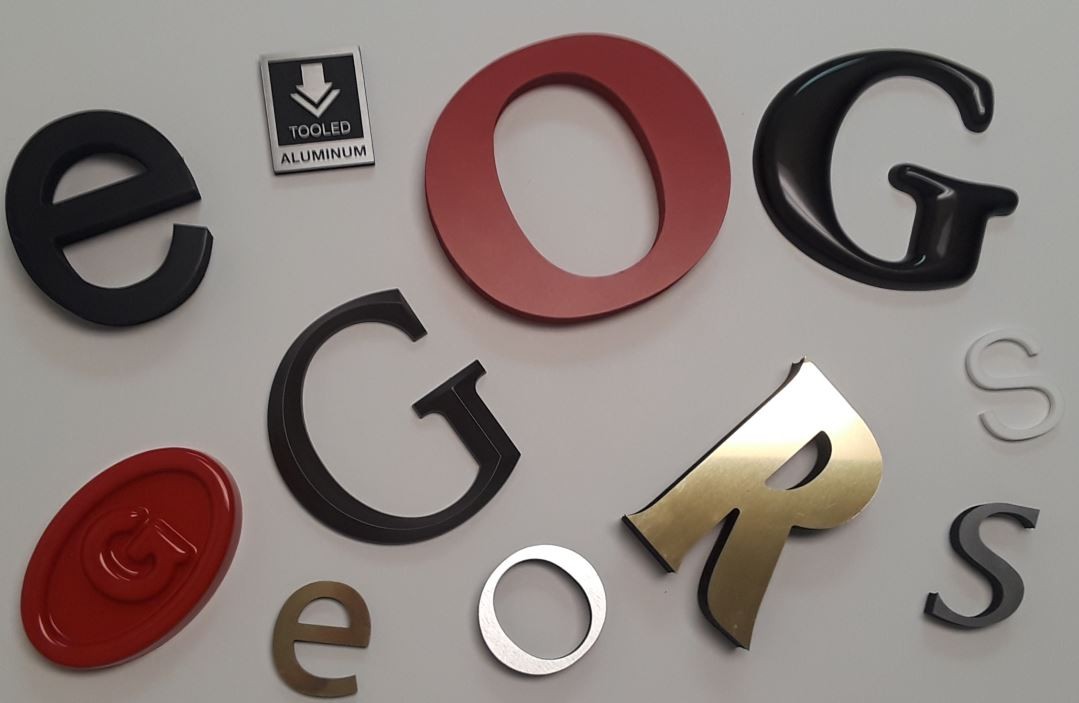 Routed,  Laser Cut,  Flat Cut Metal, Formed/Plastic, Laminated, Letters & Logos.