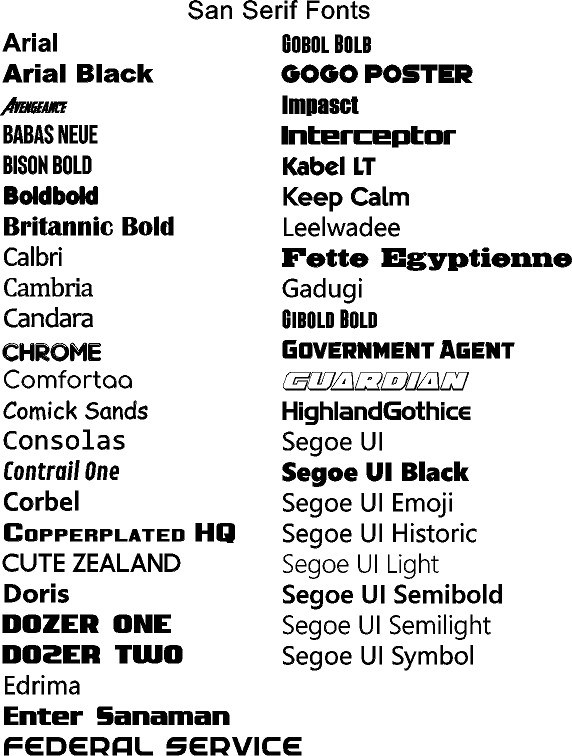 San Serif Fonts 1