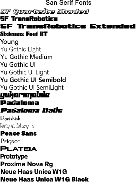 San Serif Fonts 2