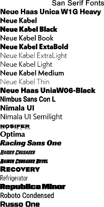 San Serif Fonts 3