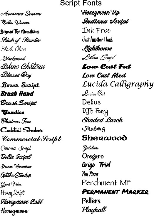 Script Fonts 1