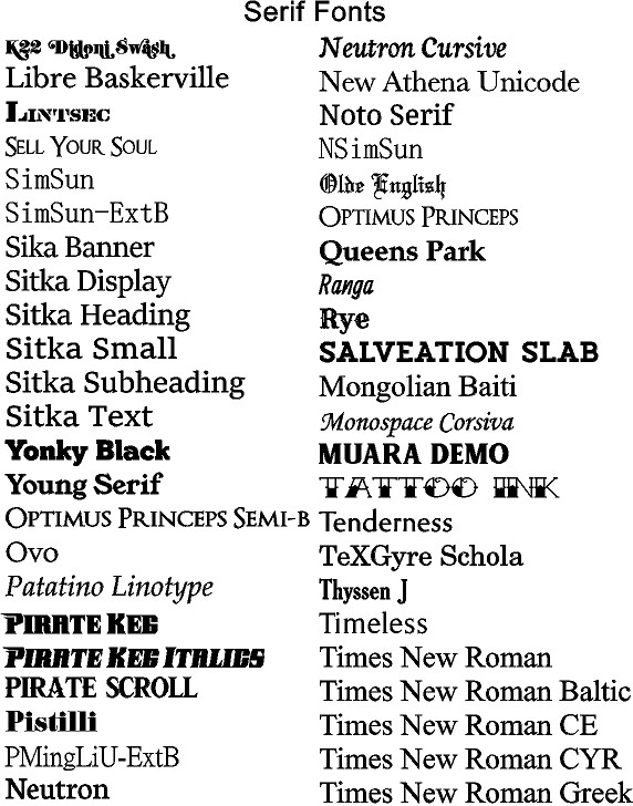Serif Fonts 2
